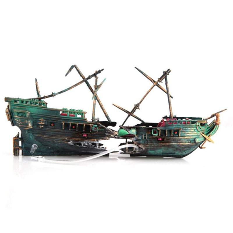 Aquarium Marina - Bubbling Aquarium Decoration Sunken Ship Ornament