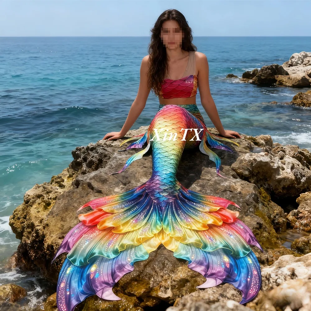 Aquarium Marine - Mermaid tail rainbow-colored large female tail