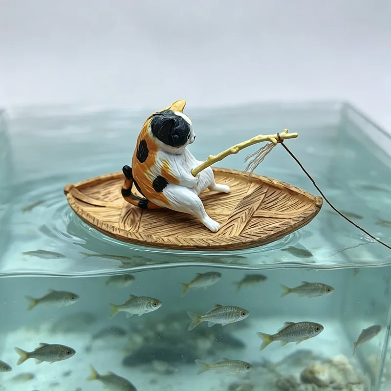 1PCS Creative Cat Fishing Boat - Aquarium Marina ulasan dan harga