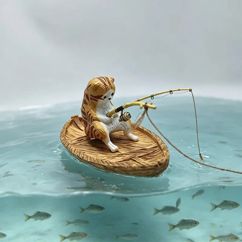 1PCS Creative Cat Fishing Boat - Aquarium Marina ulasan dan harga