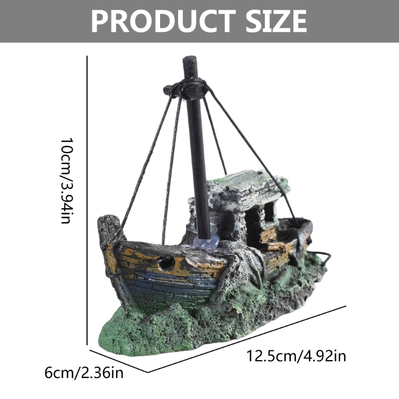 Aquarium Sunken Ship Decoratio - Aquarium Marina ulasan dan harga