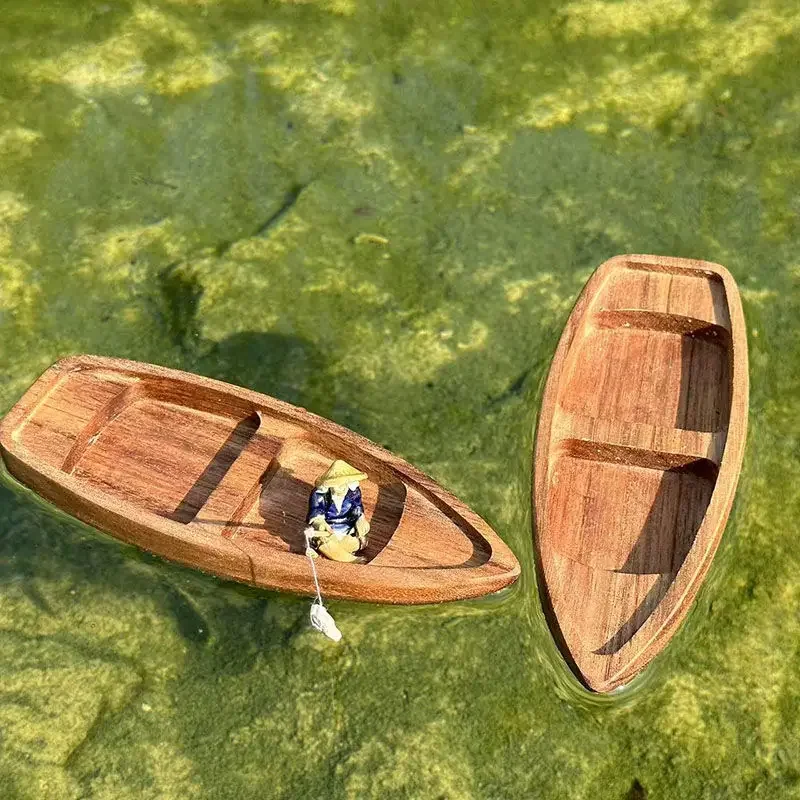 Handmade Wooden Boat Mini Floa - Aquarium Marina ulasan dan harga